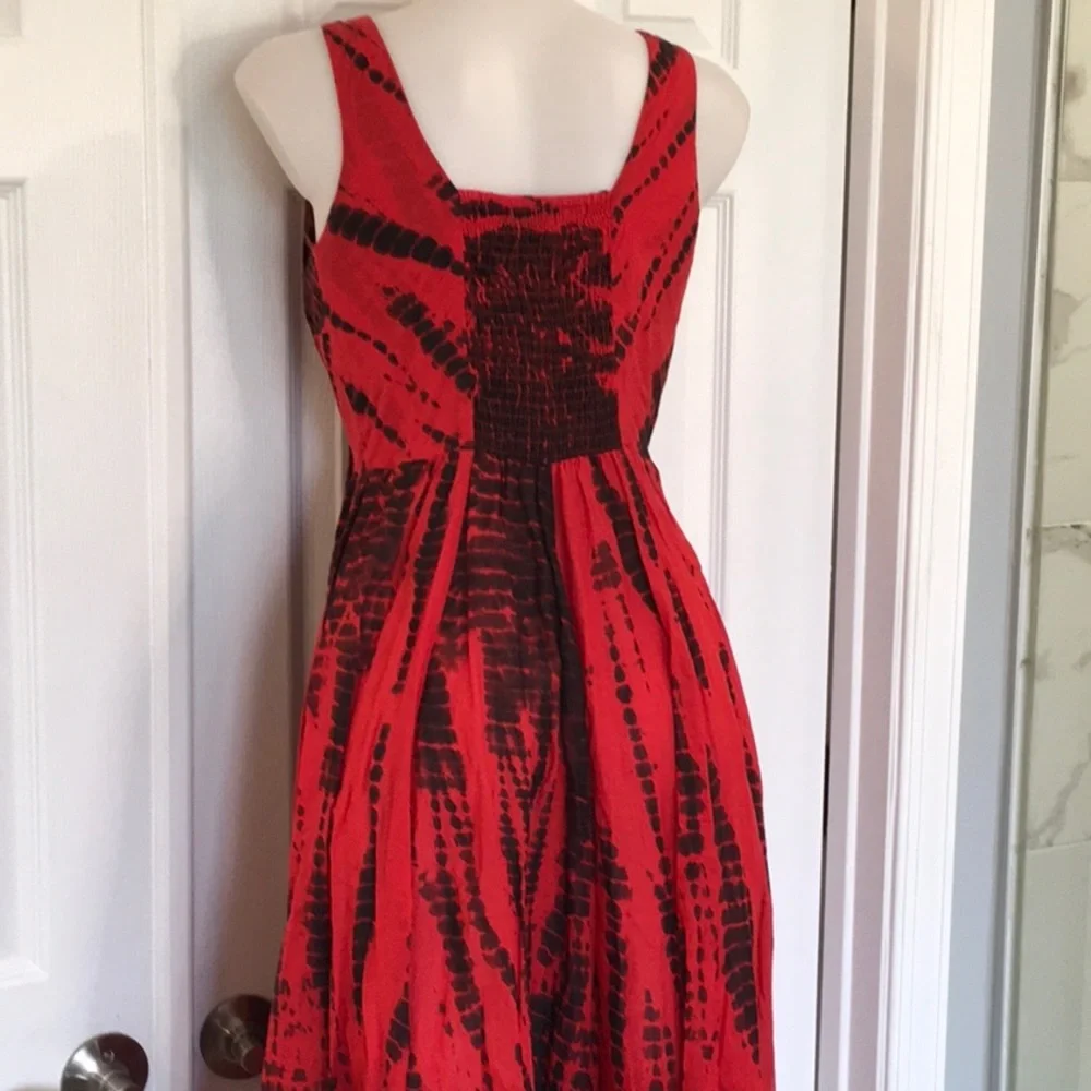 Michael Kors Fringe Weave Sleeveless V Neck Maxi Dress Red and Black size XS